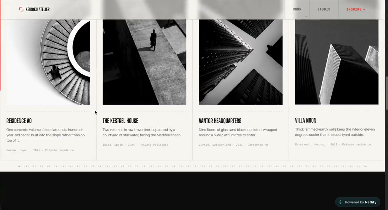 Keikoku Atelier website, screen 2