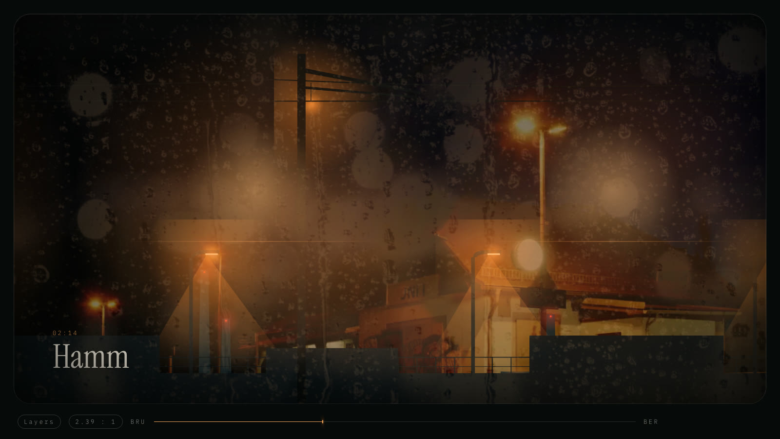 Hamm at 02:14: a station under sodium light, seen through rain on the window
